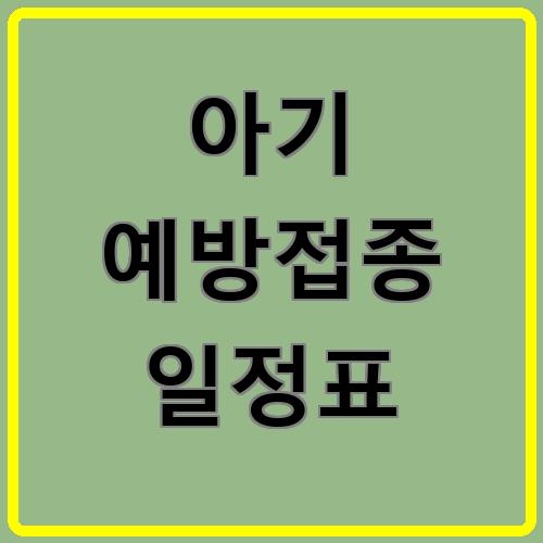 아기 예방접종 일정표이라고 쓰여있는 텍스트 이미지